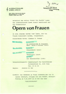 Programm "Opern von Frauen" © Archiv Frau und Musik